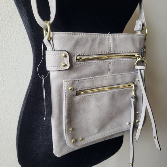 Chateau Crossbody Zipper Purse Handbag, Gray, 9"x9" *NWT* - Picture 7 of 10